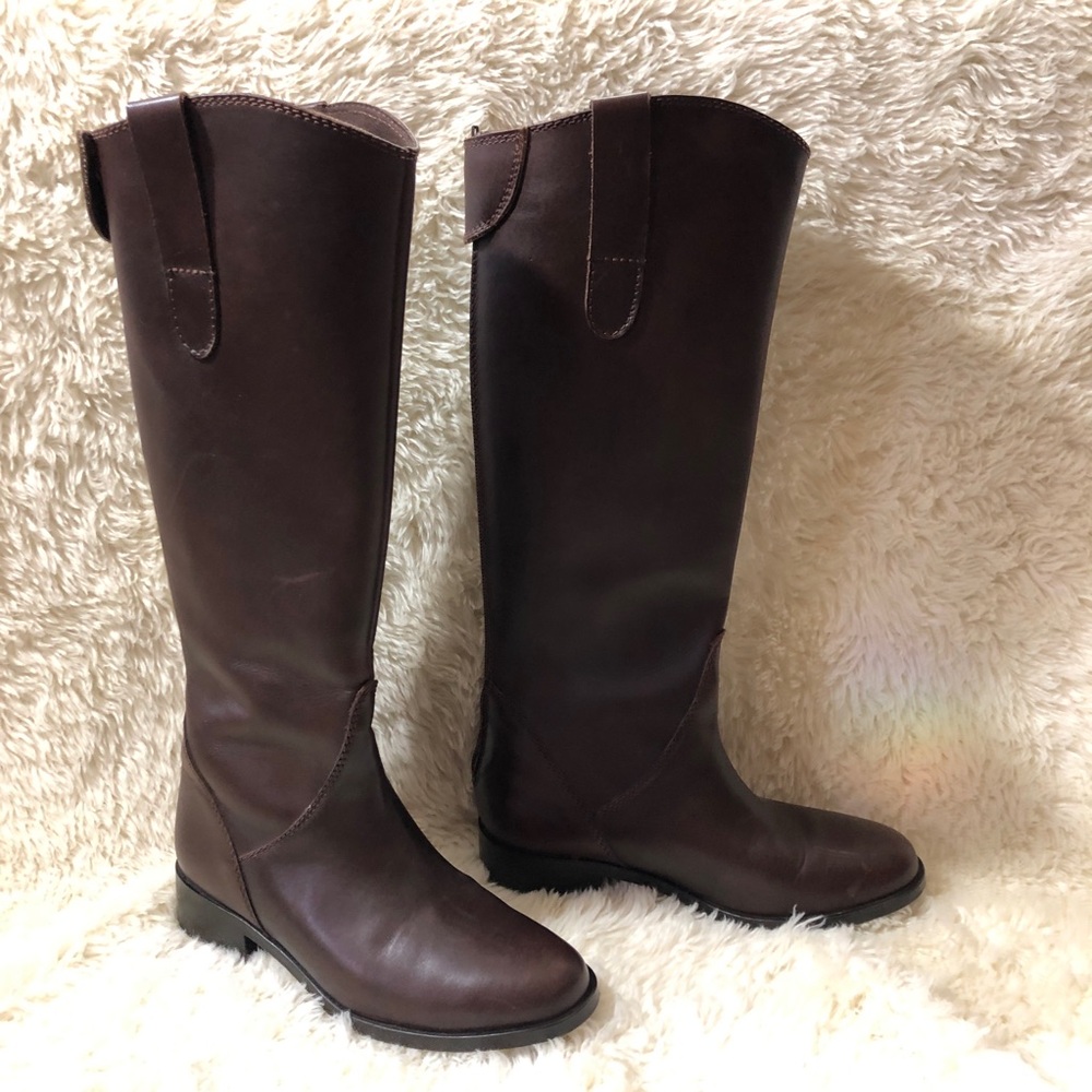 Steve Madden Leather Riding Boots Knee High Back zip Size 6.5